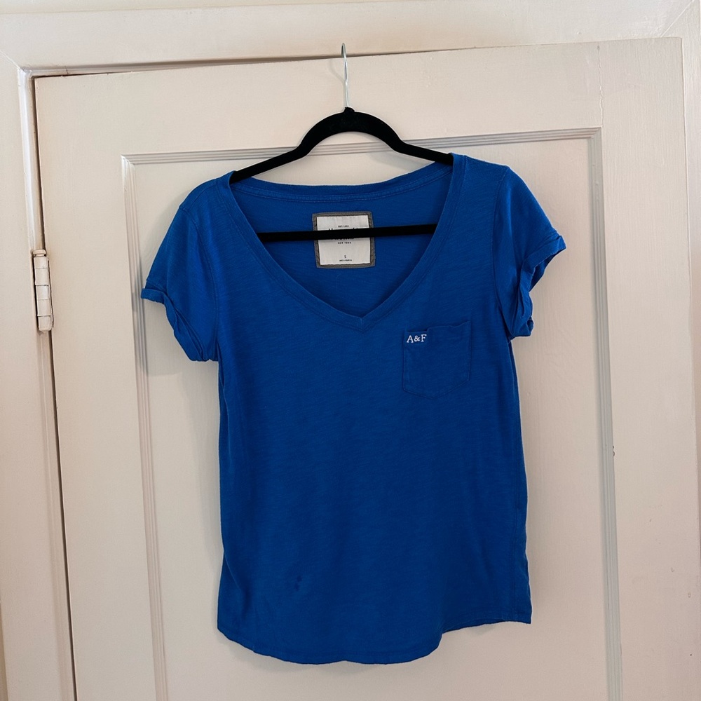 Abercrombie & Fitch Blue V-Neck Tee